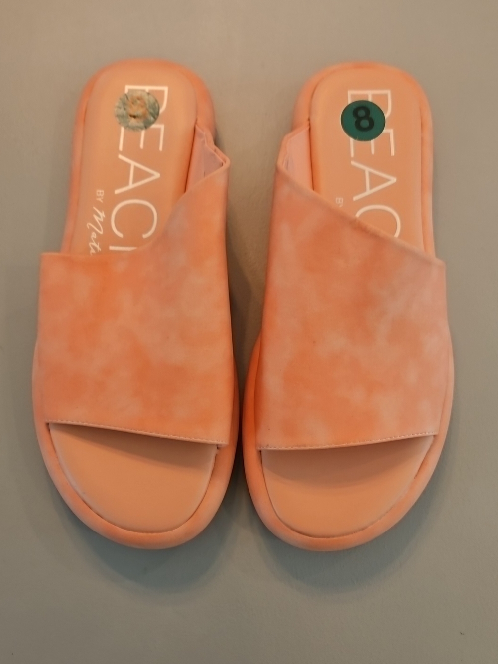 NWOB Orange Coral Platform Slides Slip-On Wedge Slides - Women New No Box